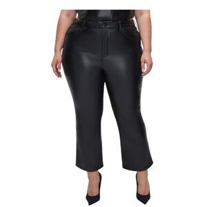 Good American Black Cropped Leather Pants